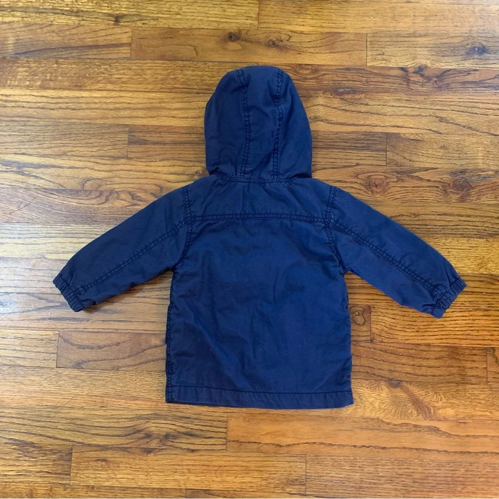 OshKosh Hooded Hoodie Jacket Coat  Navy Blue Winter Full Zip Close w/ 2 Pockets